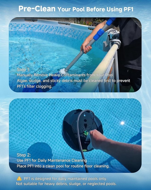 PF1 Cordless Pool Cleaner Robot for Flat-Bottom Pools 150 Min Runtime gallery