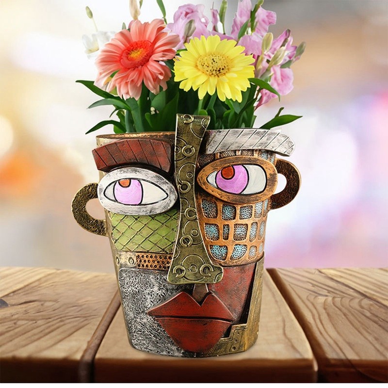 Abstract Head Planter, Graffiti Face Planter with Drainage, Flower Plant2618 gallery