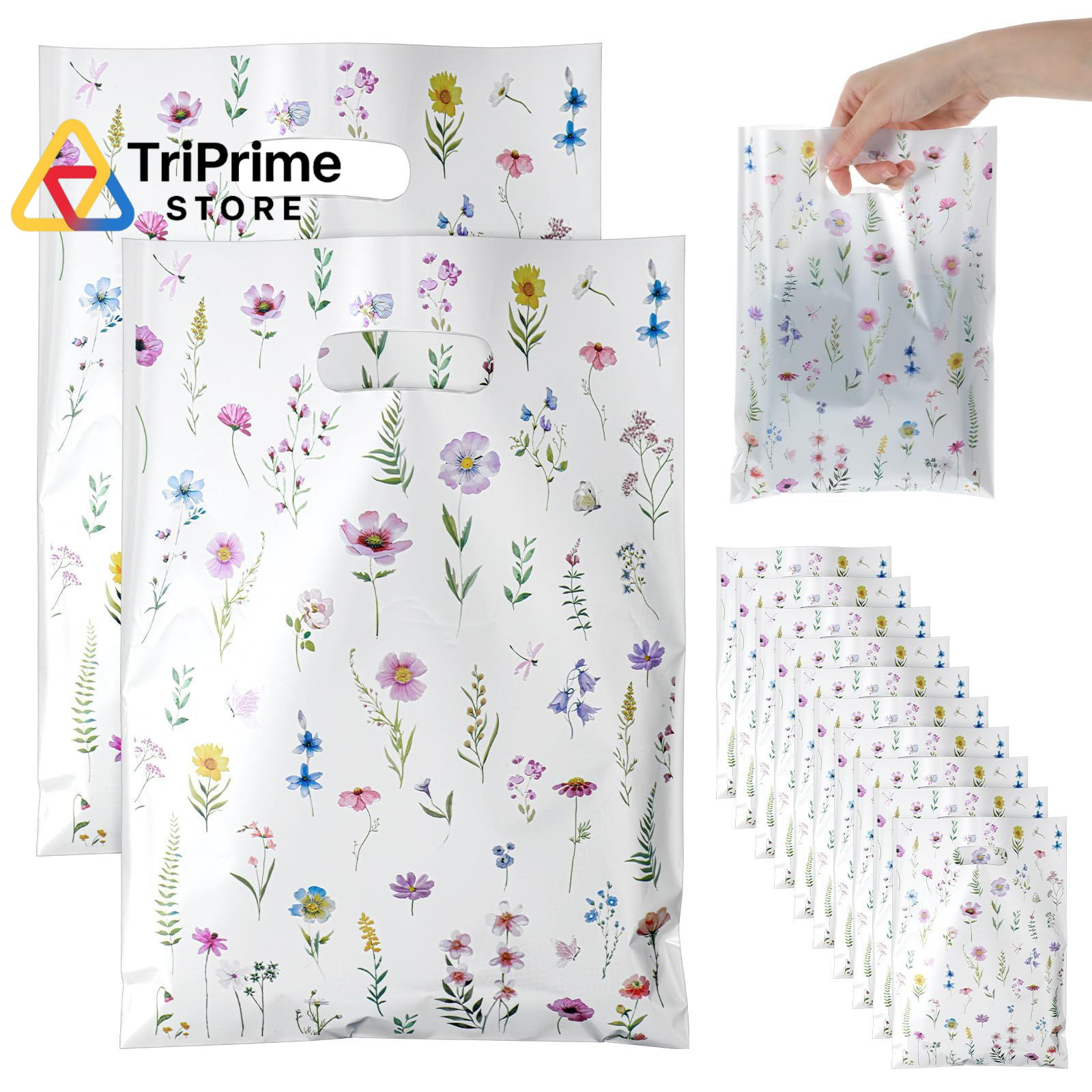 Ouligay 50PCS Plastic Wildflower Goodie Bags 1 count (Pack of 50), wildflower gallery
