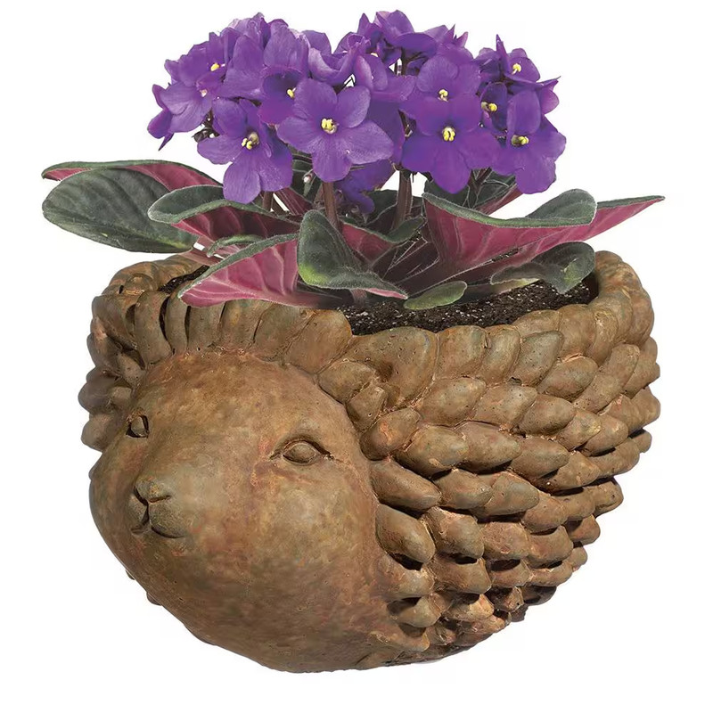 Hedgehog Small Rust Concrete Lightweight Planter with Drainage Hole (5 In. L X 4 gallery