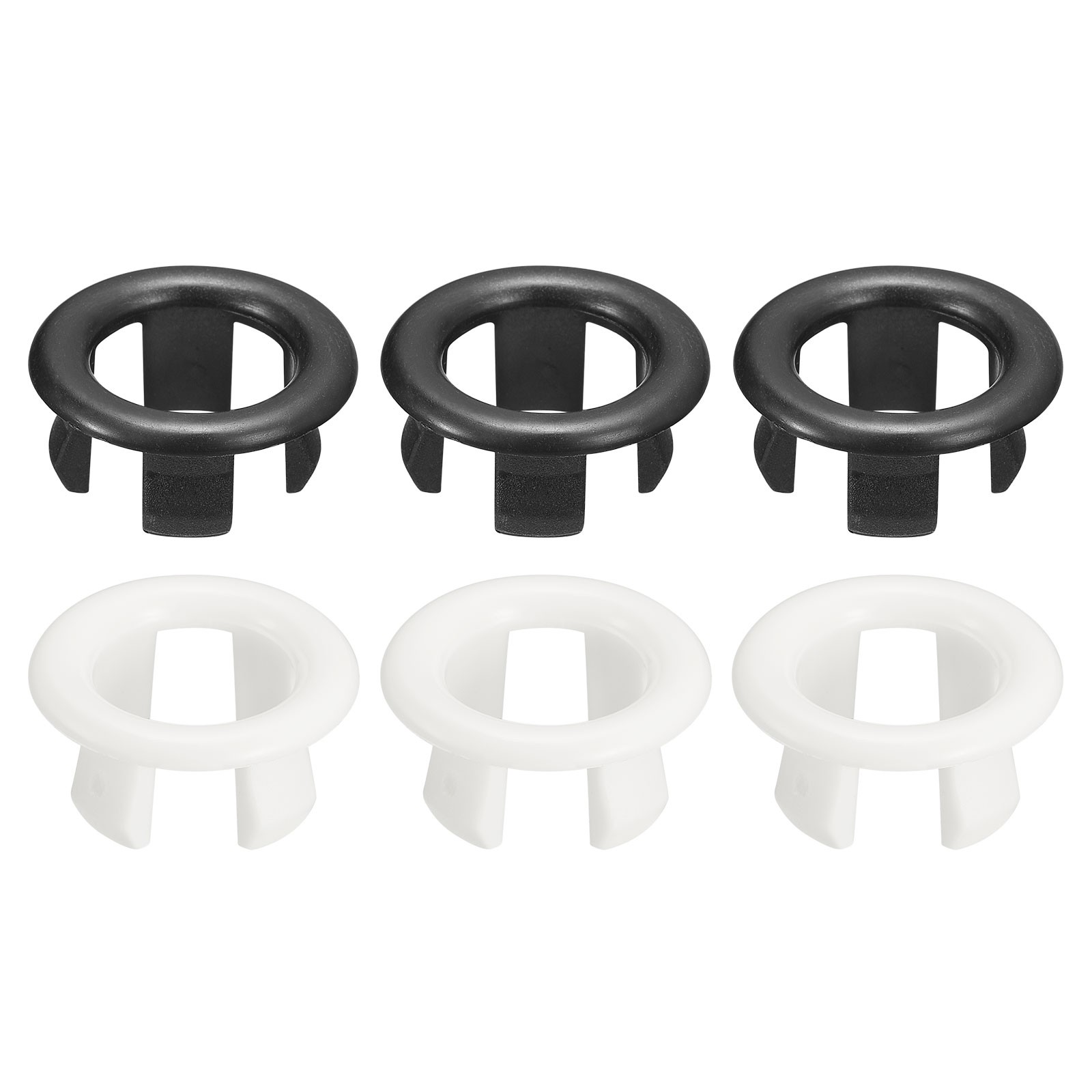 6Pcs 25mm Sink Trim Overflow Cover Ring Hole Insert in Round Caps Black/White gallery