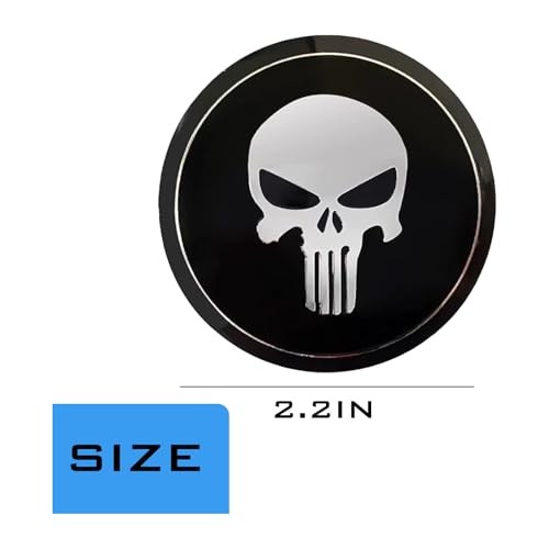1 Pack 4 Pcs Car Hub Center Cap Decal, Wheel Cover Skull Pattern Black gallery