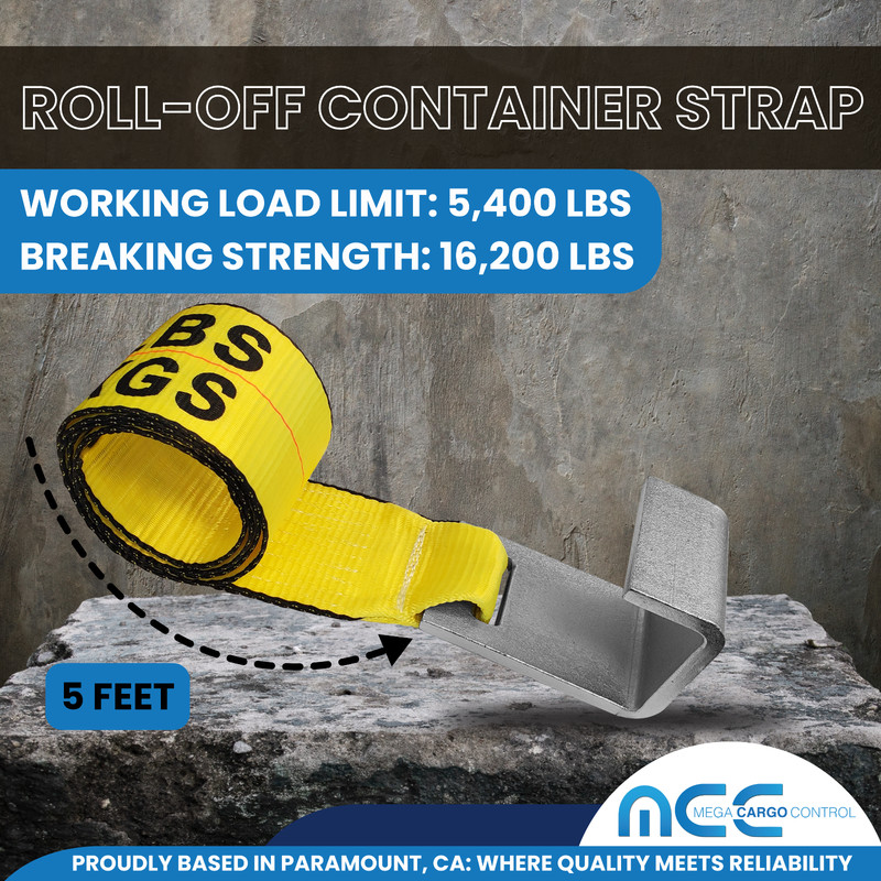 Heavy Duty 4" x 5' Roll Off Container Winch Strap w/ Large Flat Hook for Truck gallery