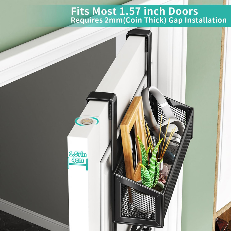 Over The Door Hooks - Easy Installation Door Hanger with Basket and 16 Hooks,... gallery