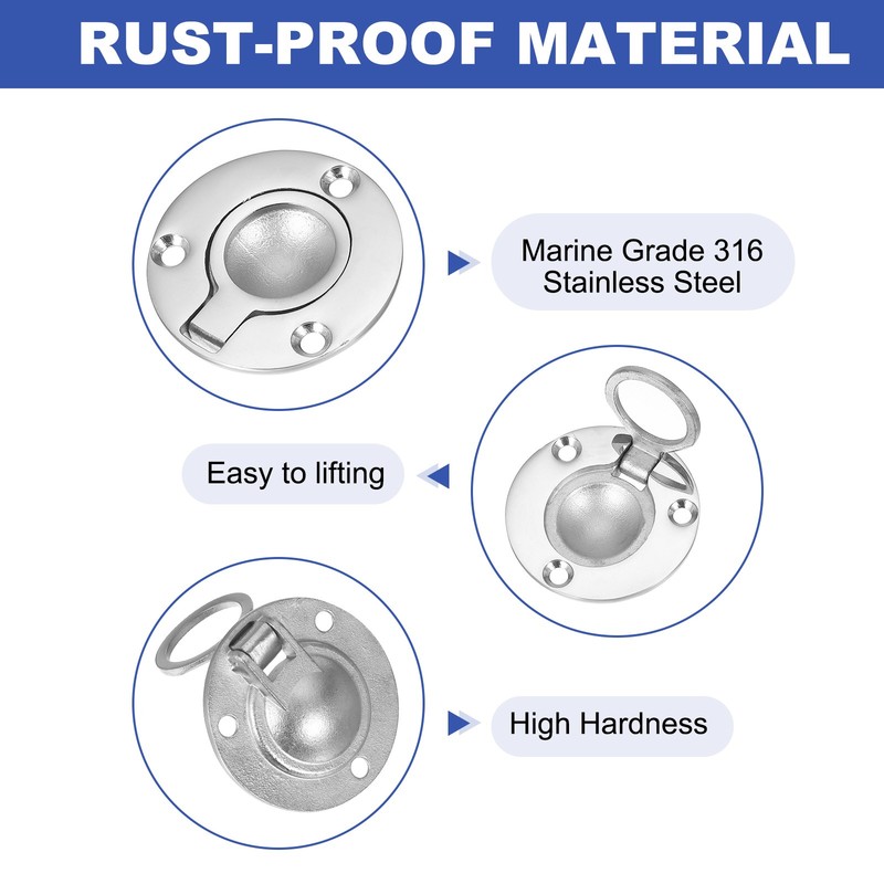 2" Round Flush Pull Ring Handles Recessed Door Pull with Screw Silver gallery