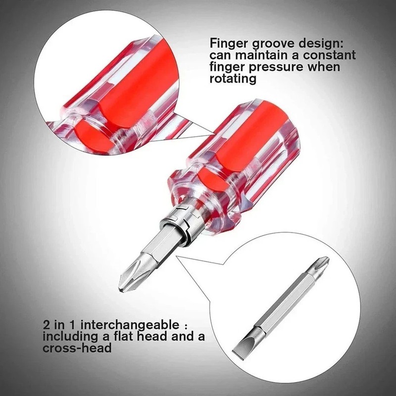 3Pcs Mini Screwdriver Set Short Flat & Phillips 2-in-1 Repair Tool Kit USA gallery