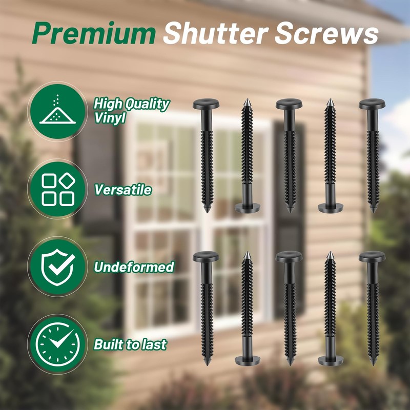 80-Pack 3 Inch Vinyl Shutter Fasteners Black Window Pegs Peg Lok Pins Screws gallery