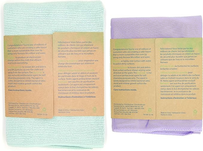 Norwex Basic Package EnviroCloth Green, Window Cloth Purple FAST SHIPPING gallery