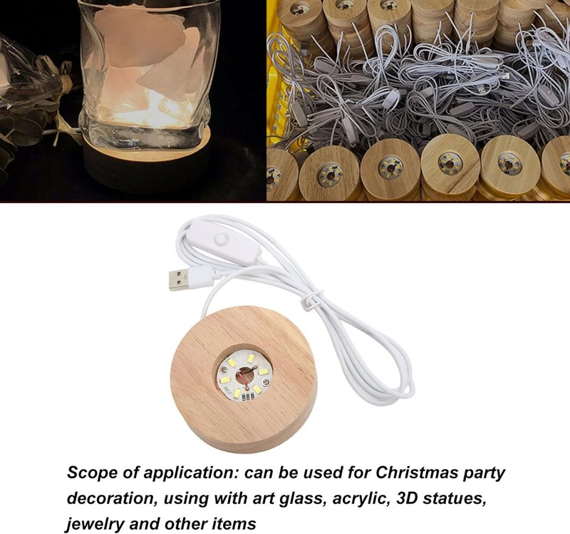 2pcs LED Cool White Luminous Base Night Light Crystals Ball Display Stand Lamp gallery