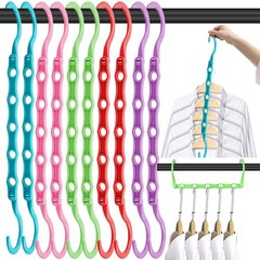 10 PCS Space Saving Hangers, 5-Hole Magic Hangers – Sturdy Plastic Hanger, Close