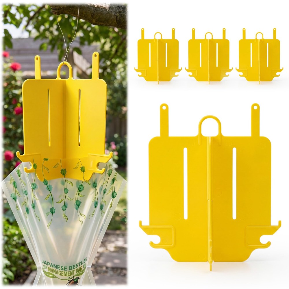 4 Pack Japanese Beetle Trap Vane Assembly, Durable Plastic Top Hanging Assemb...