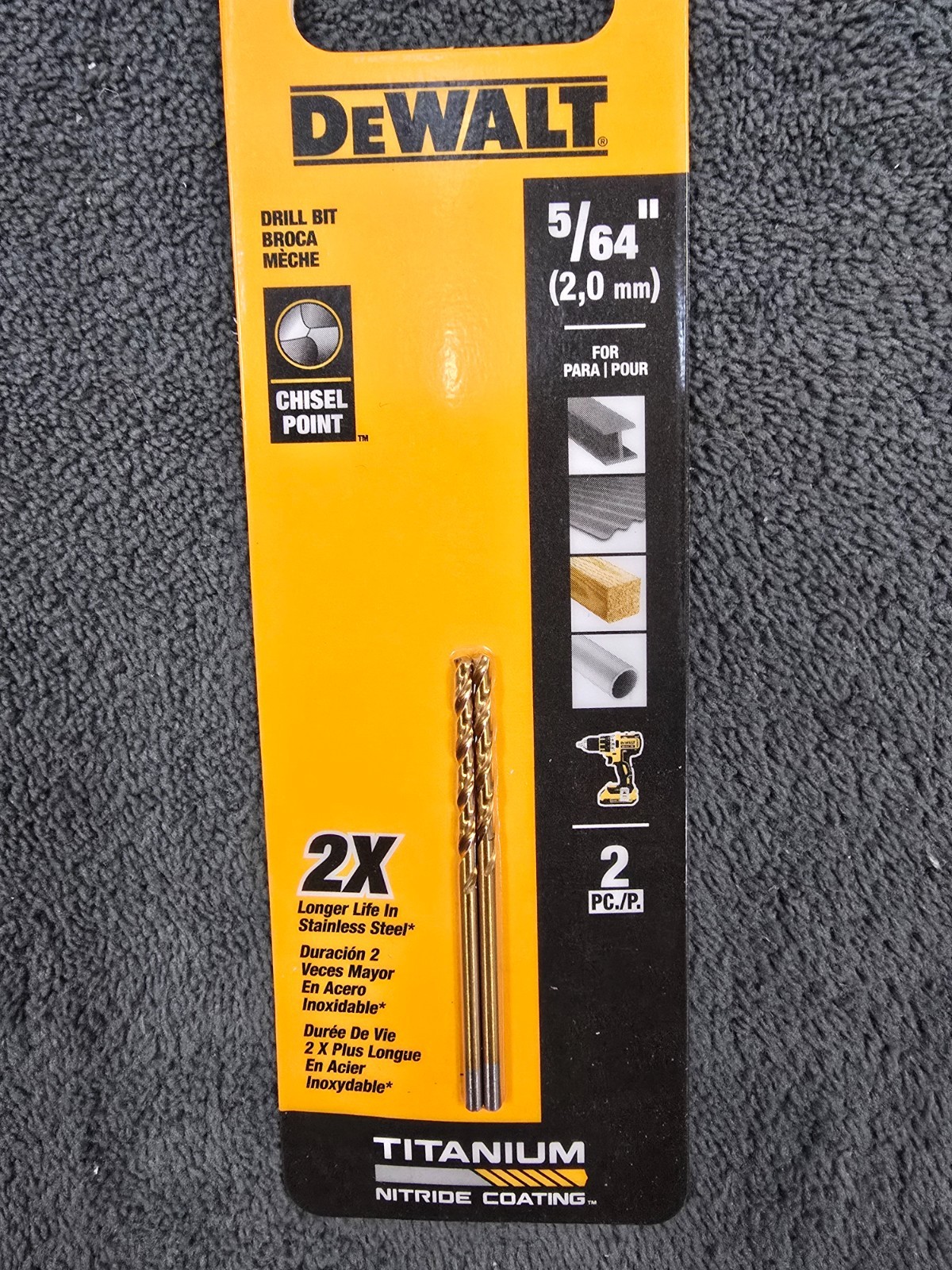 Dewalt 5/64 in Drill Bit DW1305 - Split 135° Point 2-Pc. ~ DW1305 gallery