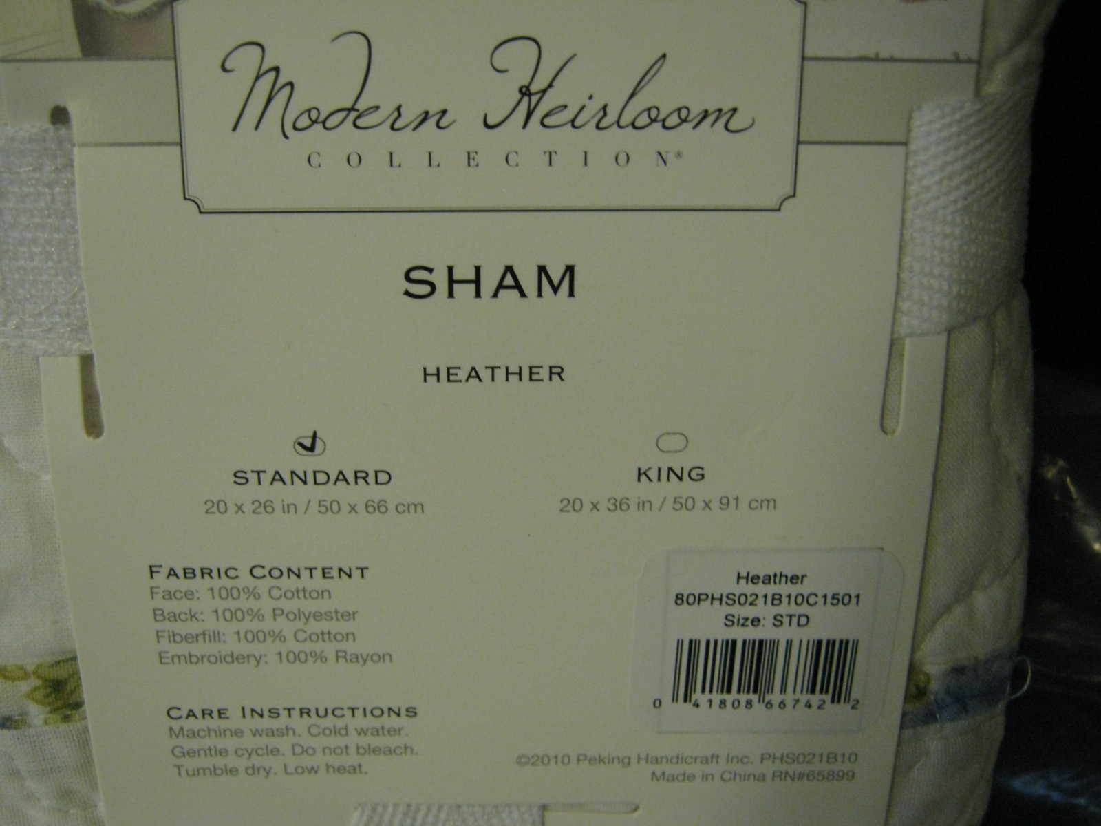 MODERN HEIRLOOM HEATHER PILLOW SHAM-STANDARD 20" X 26" FREE SHIPPING gallery
