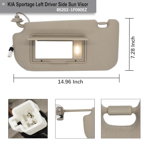 Driver Left Side Sun Visor Replacement Fits for Beige(Driver Side with Light) gallery