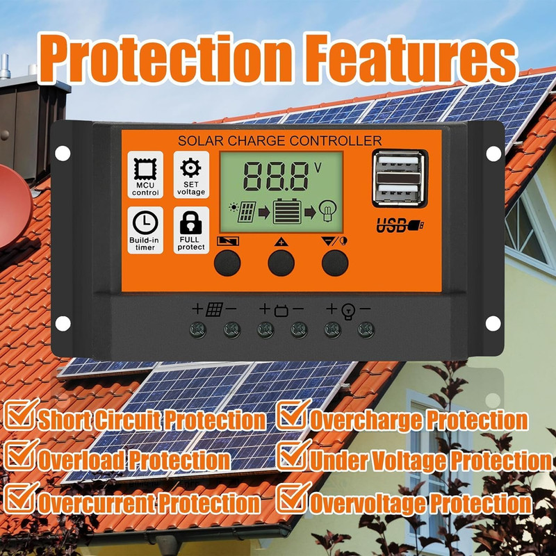 30-100A MPPT Solar Panel Regulator Charge Controller 12V/24V Auto Focus Tracking gallery