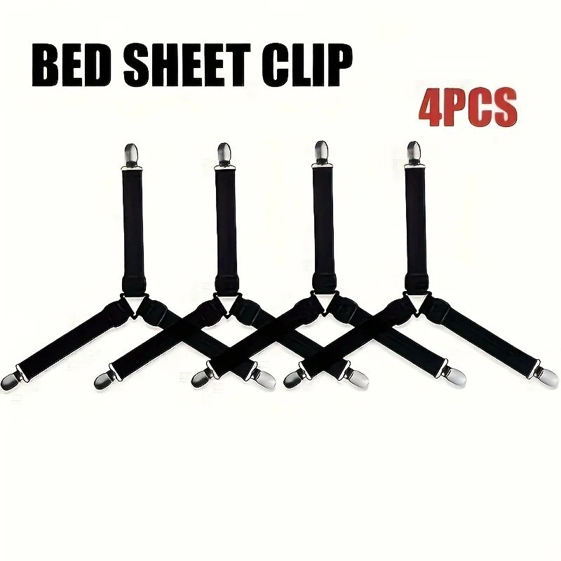 4 Pcs Adjustable Triangle Fitted Straps Fasteners Holders Garters for Bed Sheets gallery