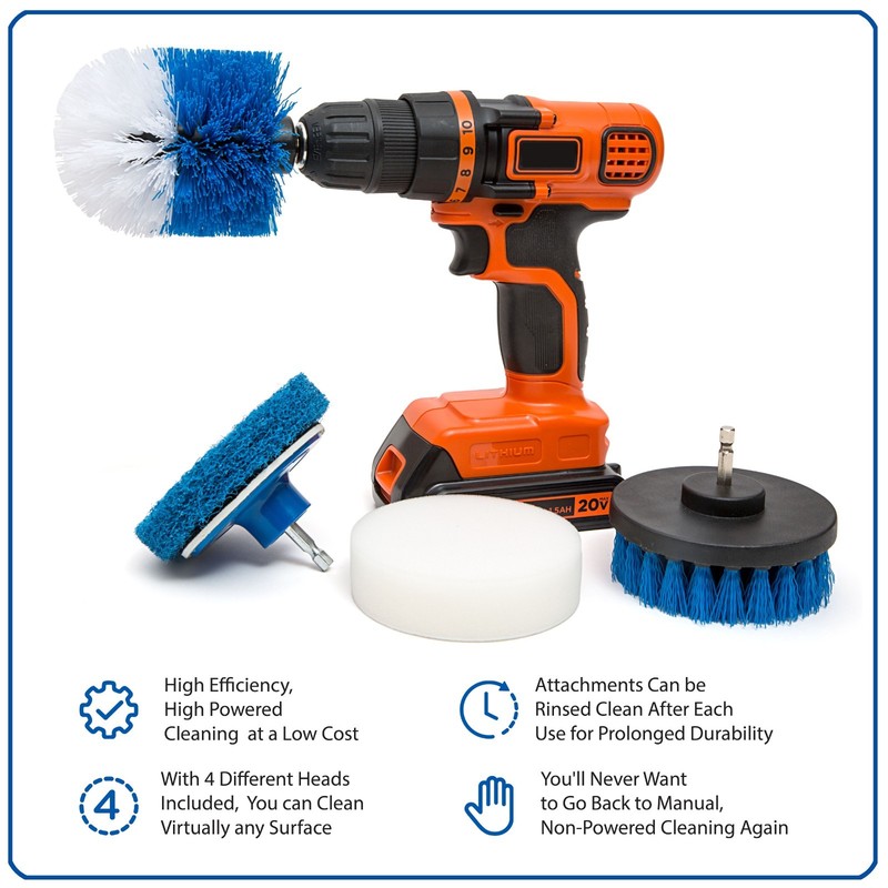 RevoClean® Ultimate 4 Piece Scrub Drill Brush Multi-Purpose Deep Cleaning Kit gallery