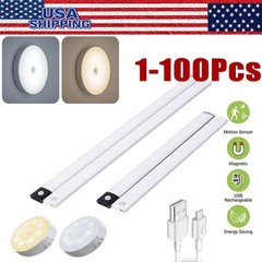 Rechargeable LED Motion Sensor Under Cabinet Closet Light USB Kitchen Lamp Strip