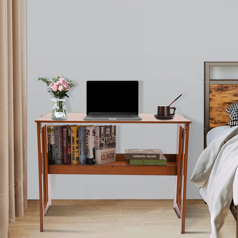 Foldable Bamboo Desk – Space-Saving Home Office Writing Workstation gallery