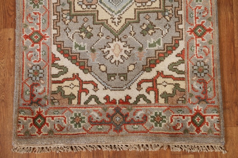 Gray Wool Hand-made Oriental 8 ft Runner Geometric Traditional Hallway Rug 3x8 gallery