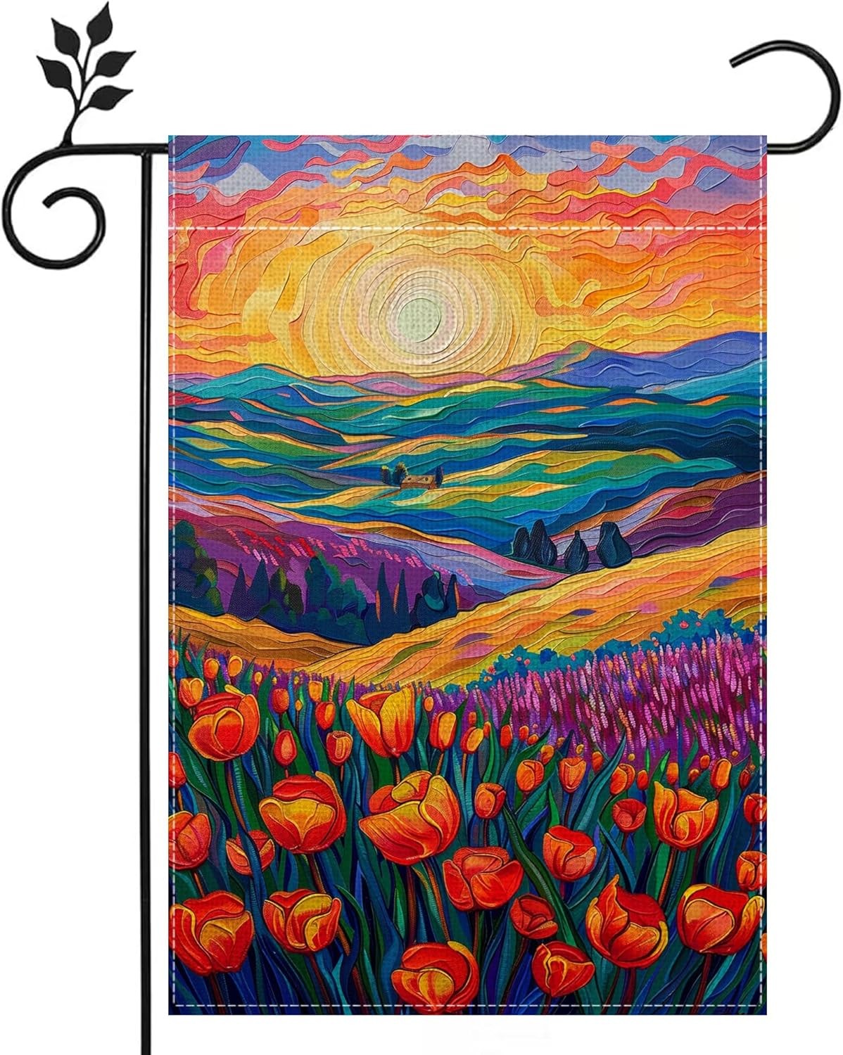 Spring Summer Tulip Lavender Floral Garden Flag for Outside 12x18 Inch Double Si gallery