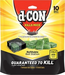 Refillable Corner Fit Mouse Poison Bait Station Refills, 10 count