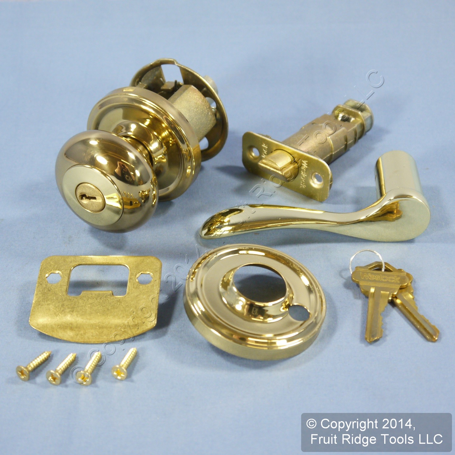 Right Weslock Polished Brass Traditonale Impresa 640 Keylock Knob Bordeau Latch gallery