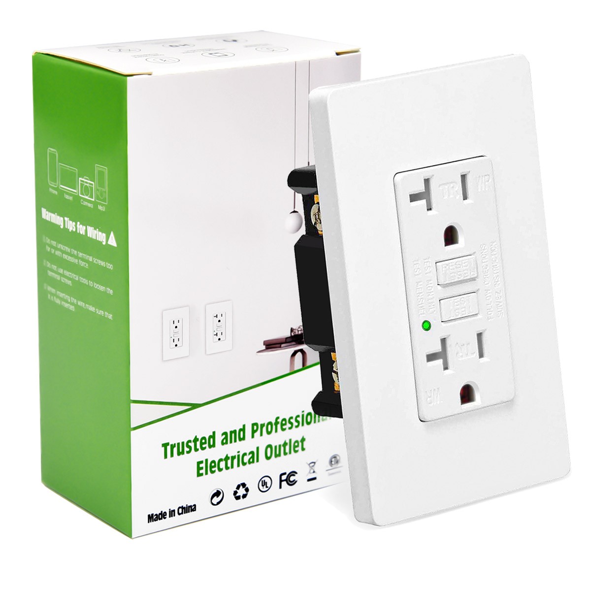 20A GFCI Outlet Tamper Weatherproof Self-Test ETL FCC Listed LED Status for Home gallery