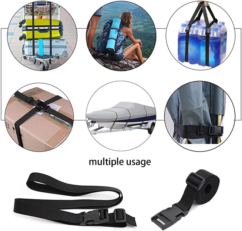 Adjustable Nylon Tie Down Straps with Buckle - 4 Pack, 6 Feet, Black gallery