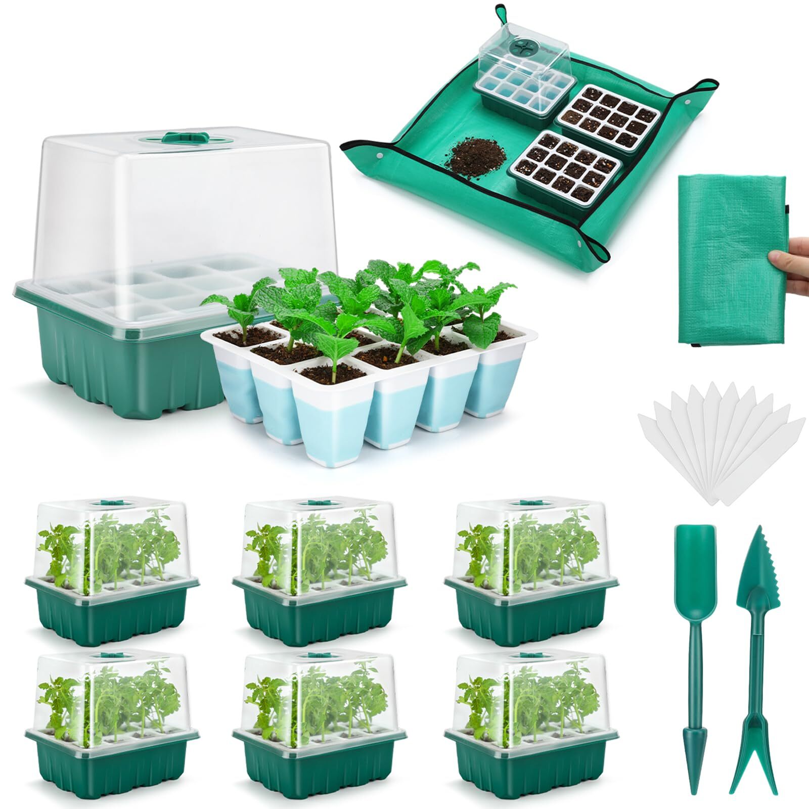 72 Cell Seed Starter Tray Kit with Humidity Dome 6 Pack for Indoor Gardening gallery