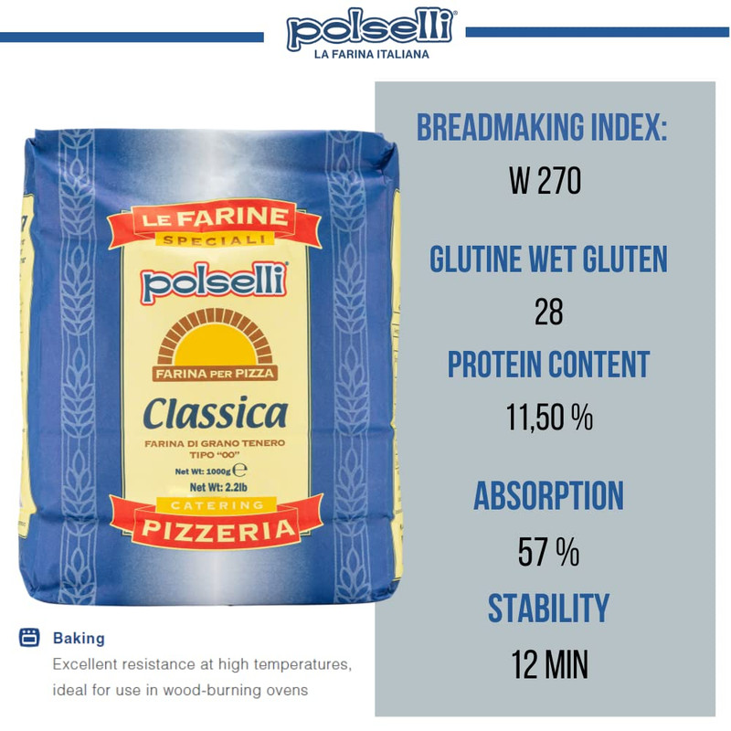 POLSELLI Classica Tipo "00" Double Zero Flour Extra Fine 11 Lbs 5 Kg) gallery