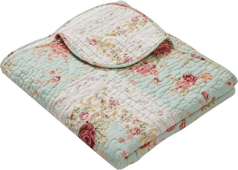 Durable 100% Cotton Quilted Throw Blanket - 50 x 60 Inches in Antique Rose gallery