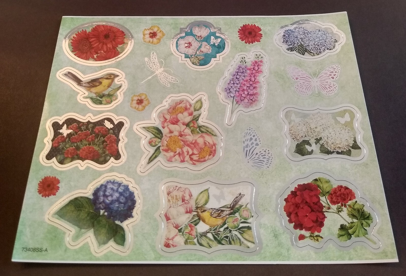 2 Bird Birthday Cards + 19 Metallic Silver Stickers, Birdhouse/Floral, VFW gallery