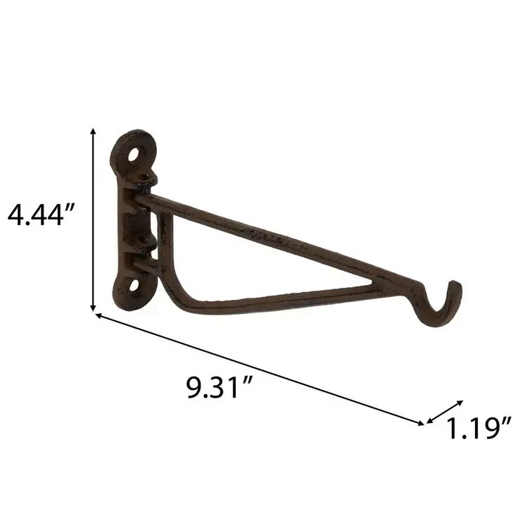 Rustic Cast Iron Swivel Wall Hook Flower Pot Basket Holder Wall Mounted 9 1/4 in gallery