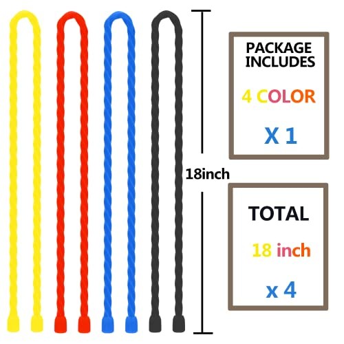 4Pcs 18-inch Silicone Cable Ties Reusable Steel-Core Silicone 18-inch(4pcs) gallery