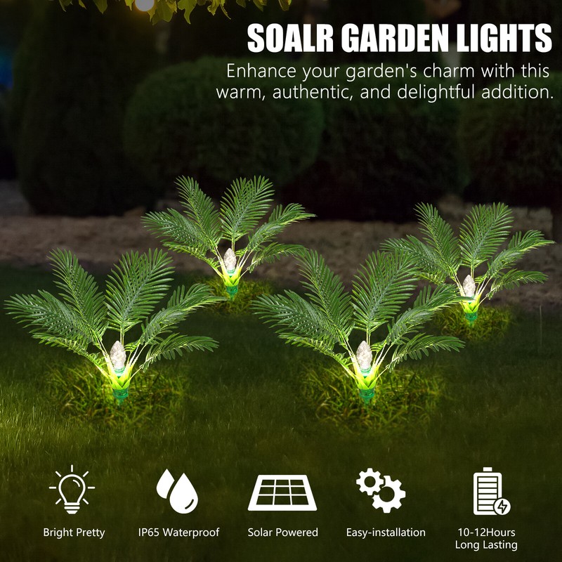 2 Pack Artificial Palm Tree Solar Light Yard Patio Garden Pathway Light 8 Modes gallery