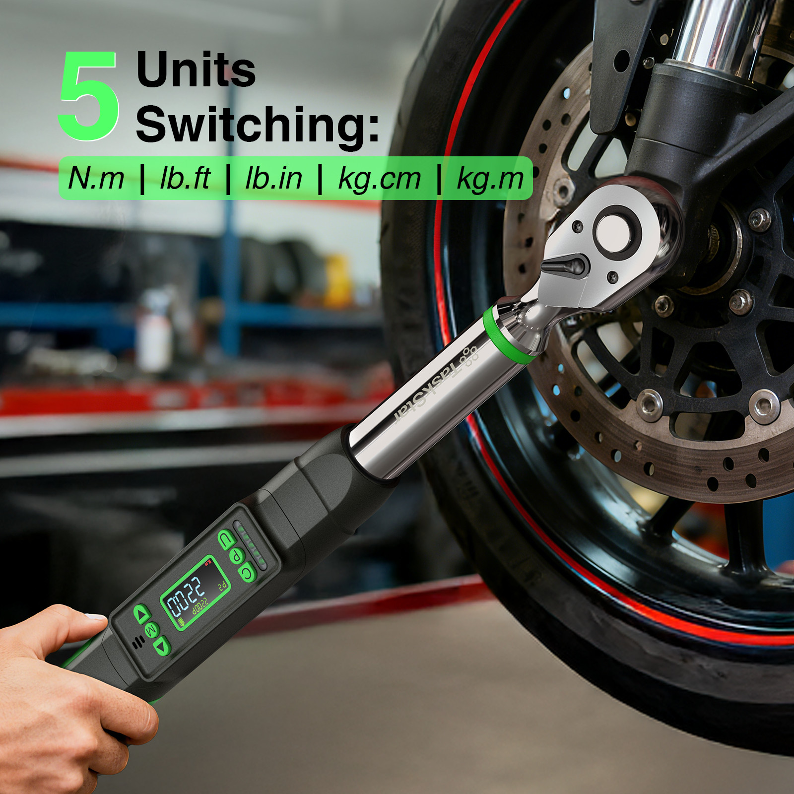 Taskstar Digital Torque Wrench 3/8 Drive 0–162 ft-lbs/ 0-220N.M ±2% Accuracy gallery