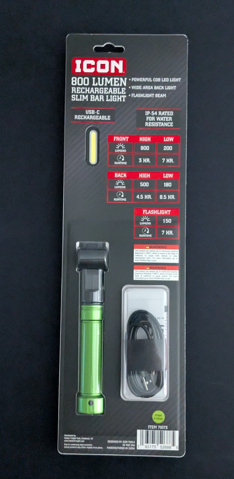 ICON 800 Lumen LED Rechargeable Magnetic Foldable Work Light (GREEN) gallery