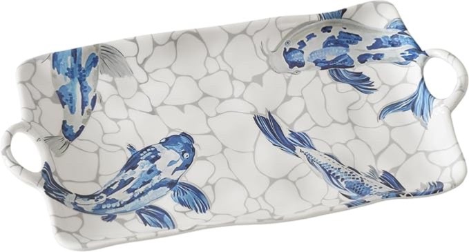 PAMPA BAY Melamine serving tray Platter KOI FISH 17.5 x 9.5 coastal NEW gallery