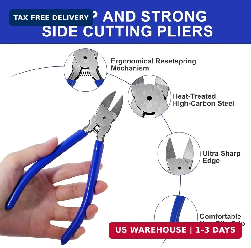 2 Pack Wire Cutters Set, 6"+5" Sharp Flush Cutters, Spring Loaded Side Cutting P gallery