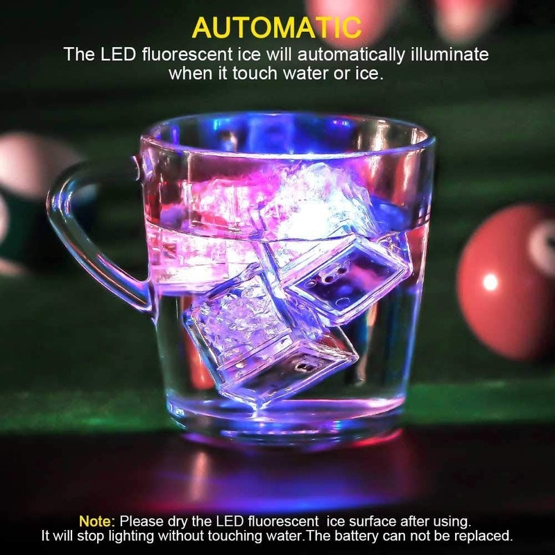 24Pcs LED Light Ice Cubes Liquid Sensor Luminous For Party Wedding Pond Bath gallery