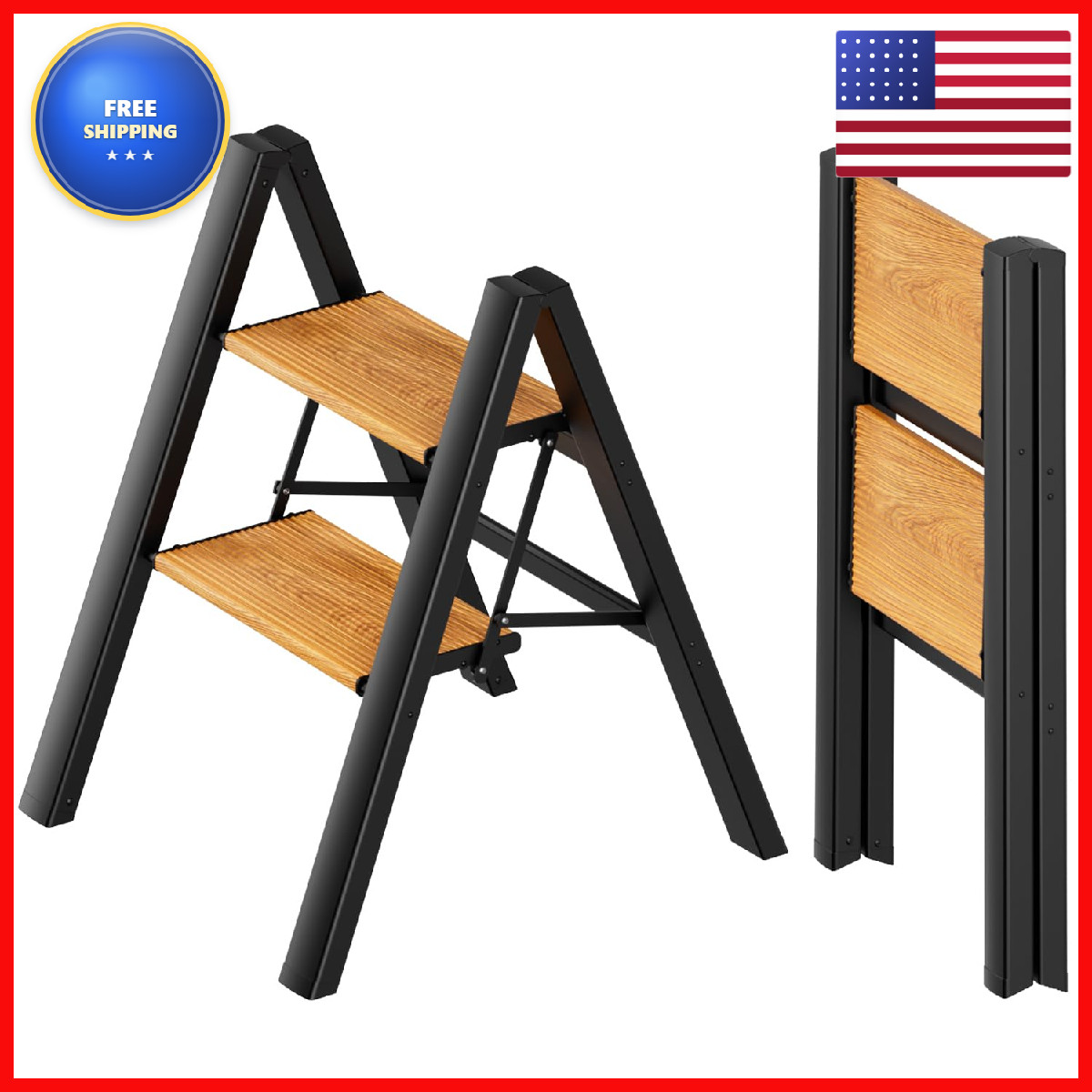 Soladder 2 Step Ladder Anti-Slip And Lightweight Foldable Step Ladder For To gallery
