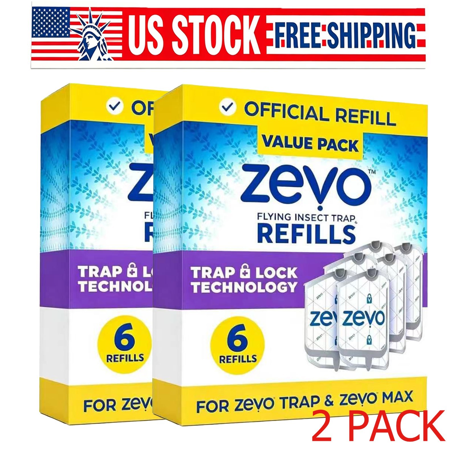 2 Pcs Zevo Flying Insect Trap Refill Cartridges Easy to Use 12 Refill Cartridges gallery