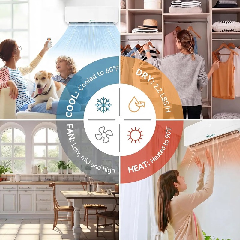 9000 BTU Mini Split AC/Heating System 115V 18 SEER2 Energy Efficient WiFi Alexa gallery