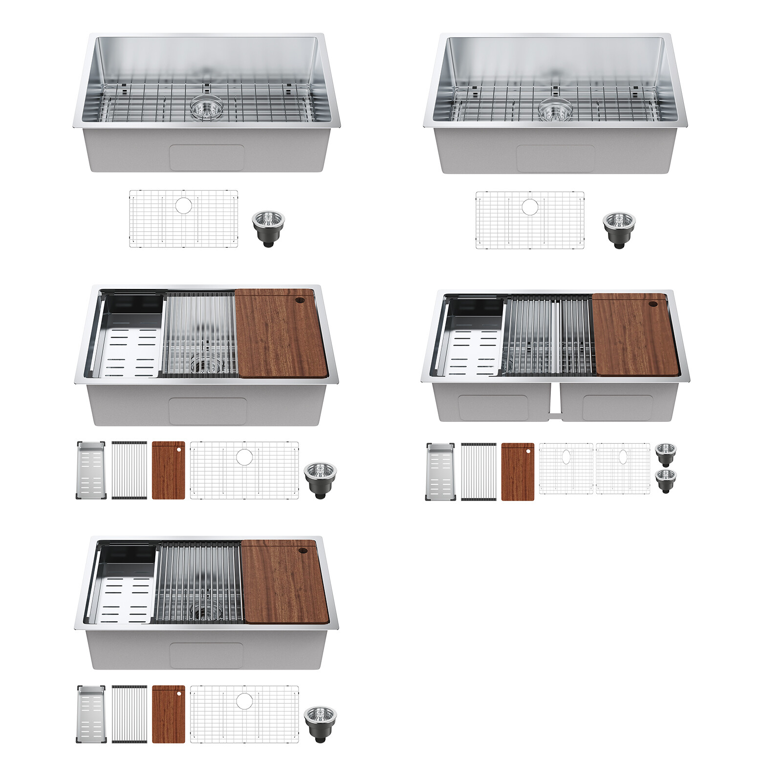 VEVOR 30"/32"/33" Drop in Undermount Kitchen Sink Single/Double Bowl Stainless gallery