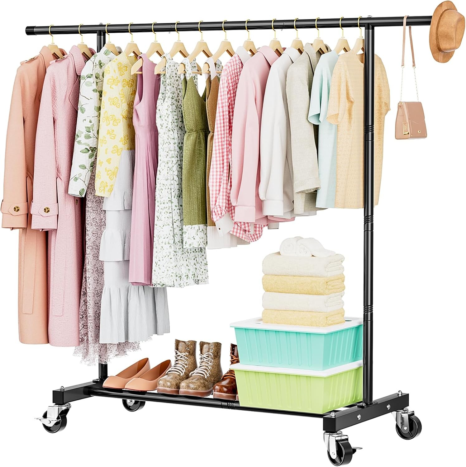 Clothes Rack for Hanging Clothes, Clothing Rack with Wheels, for Laundry, Room- gallery