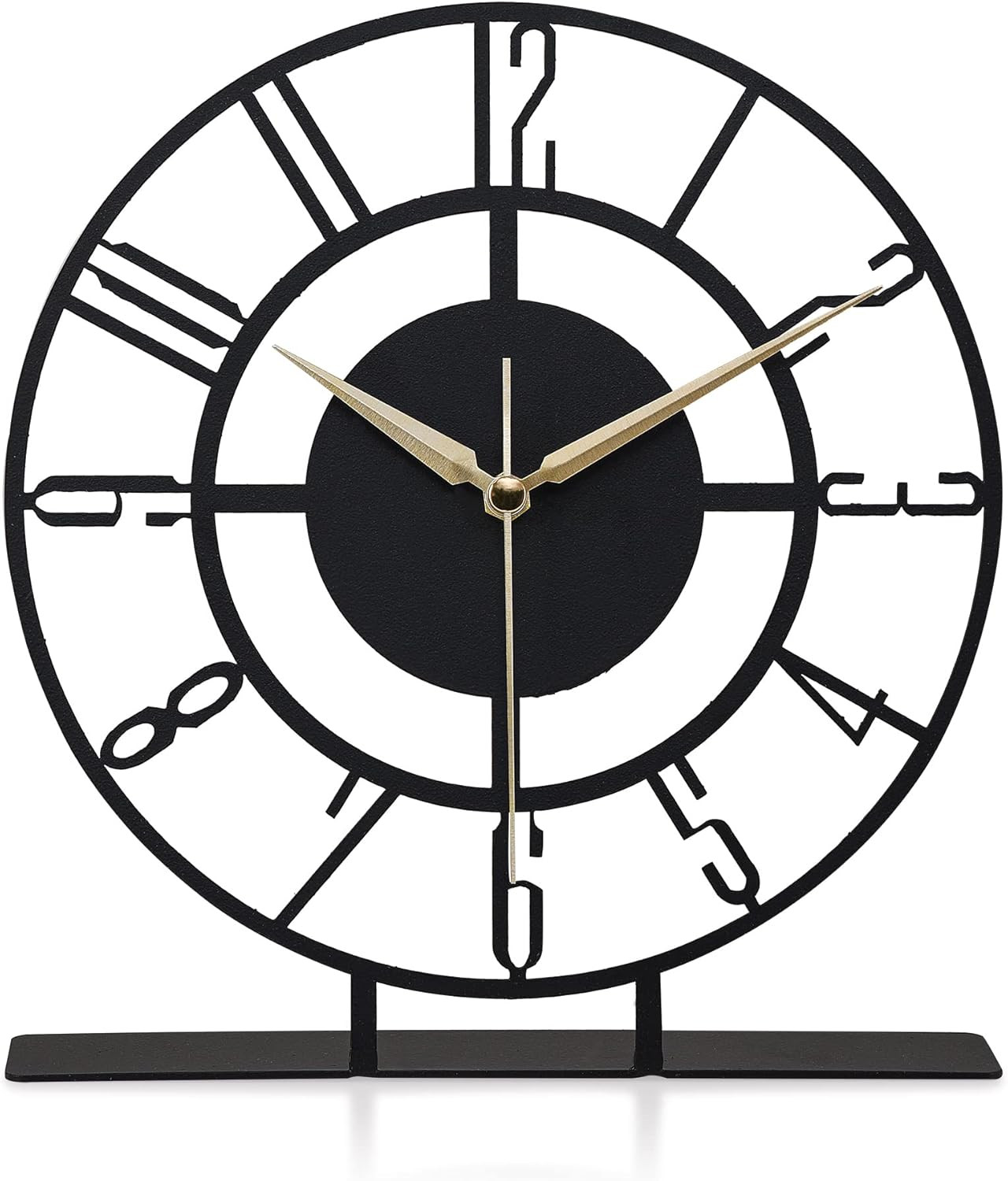Metal Table Clock | 8.9 X 9.5 Inch Size round Silent Running Metal Black Clocks gallery