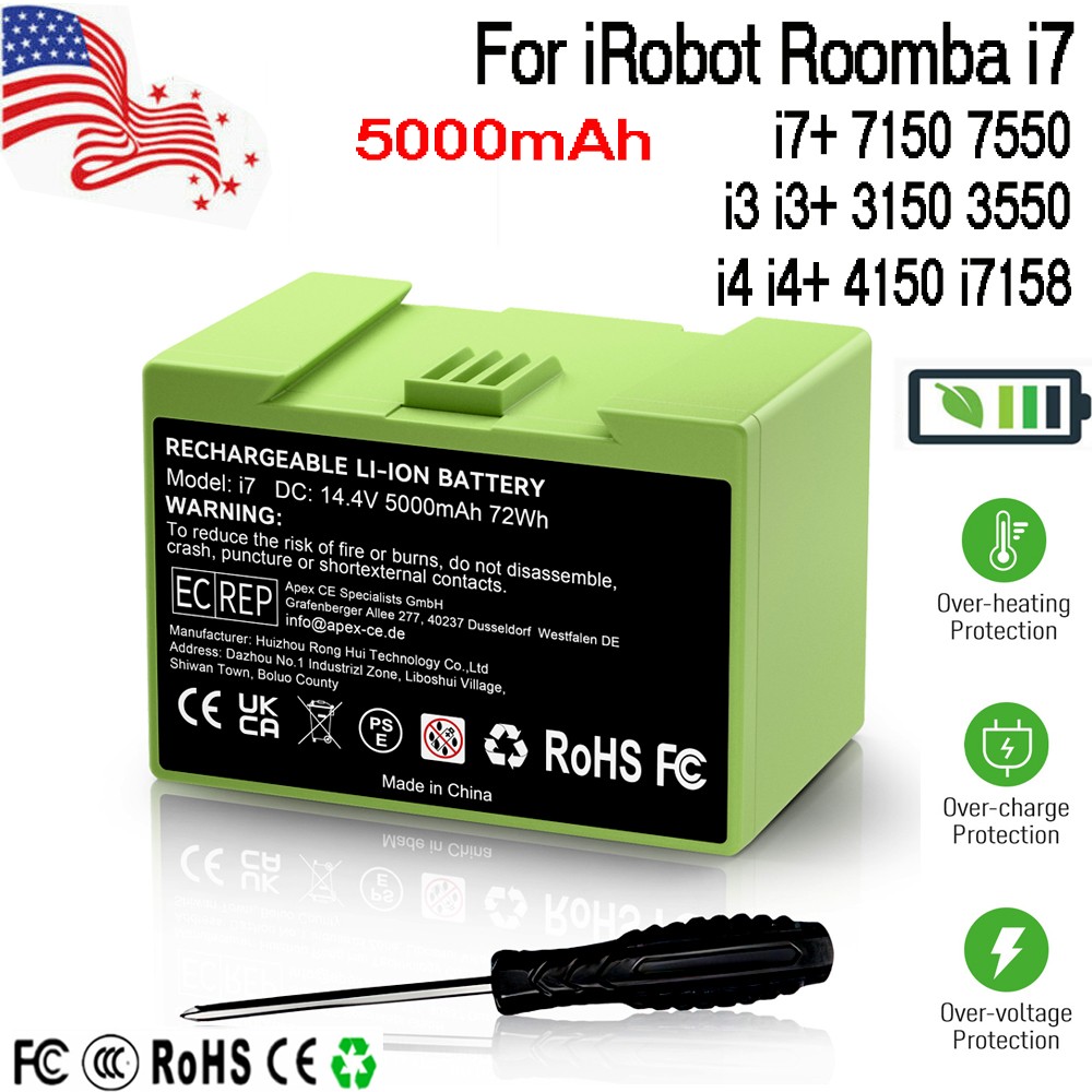 5Ah Battery For iRobot Roomba 14.4V i7 e5 i1 i2 i3 i4 i5 i6 i7 i7 i4 4150 14.4V gallery