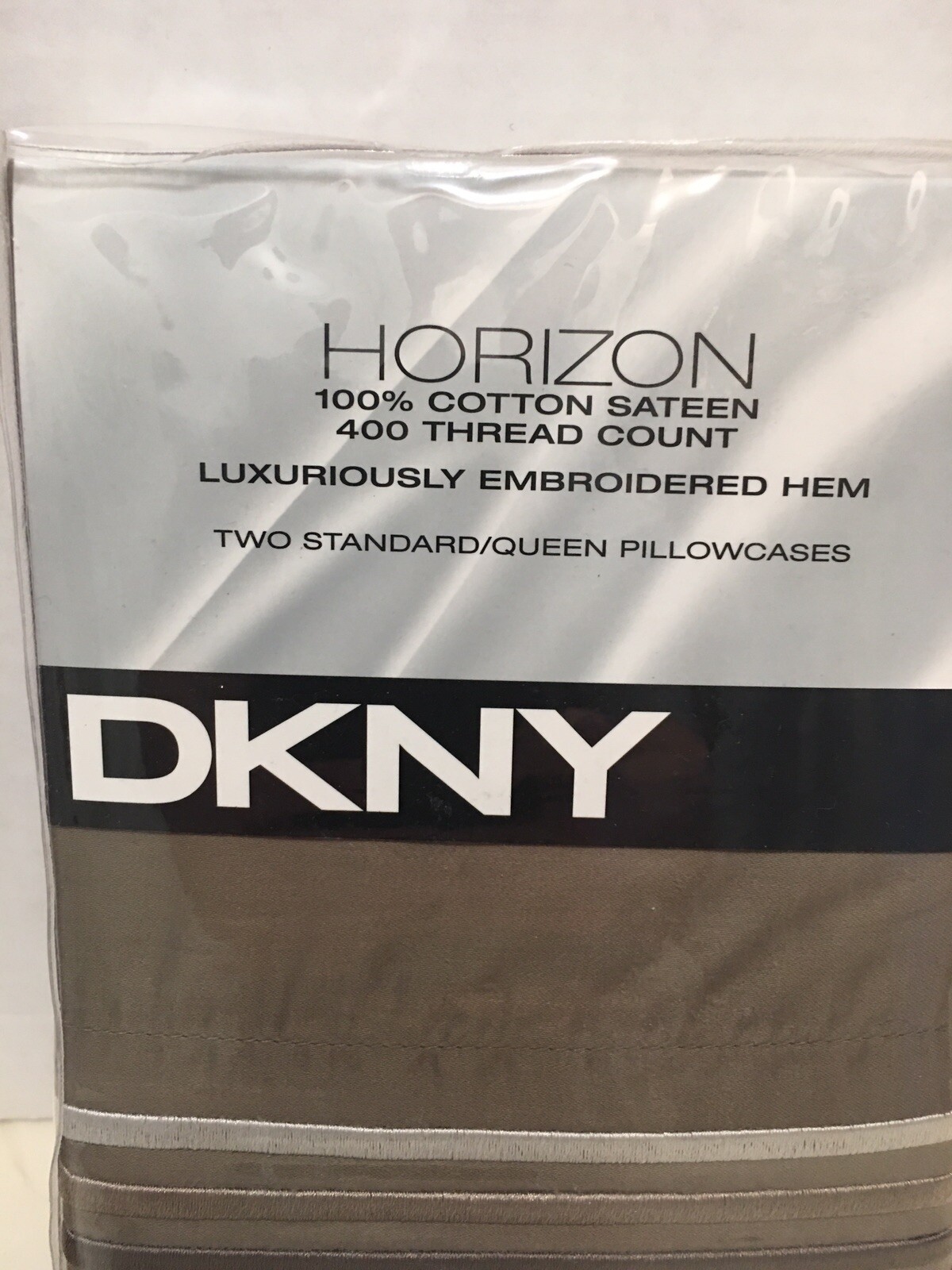 DKNY Horizon Queen Standard Pillowcases 100% Cotton Sateen 400 TC Sepia Color gallery