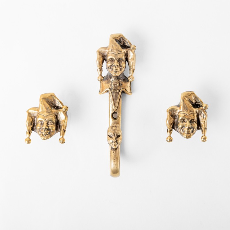 Fantasy Brass Jester Knob – Handmade Joker Cabinet Handle Carnival Style gallery